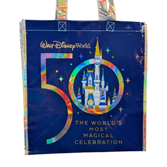 Walt Disney World Reusable Tote Bag Blue 50th Anniversary Mickey Minnie - Picture 1 of 12